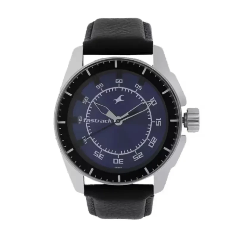Fastrack Black Magic Purple Dial Pure Leather Men's Watch- 3089SL01